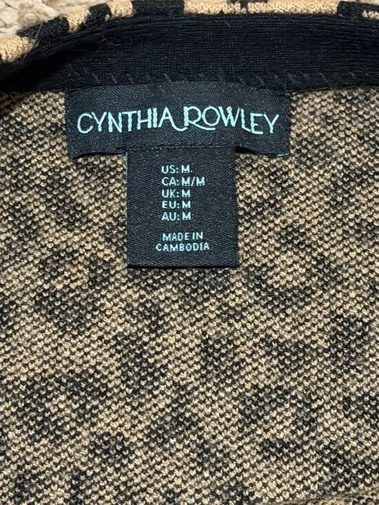 Cynthia Rowley Leopard Print Crew Neck Sweater M Soft Knit - Picture 6 of 10